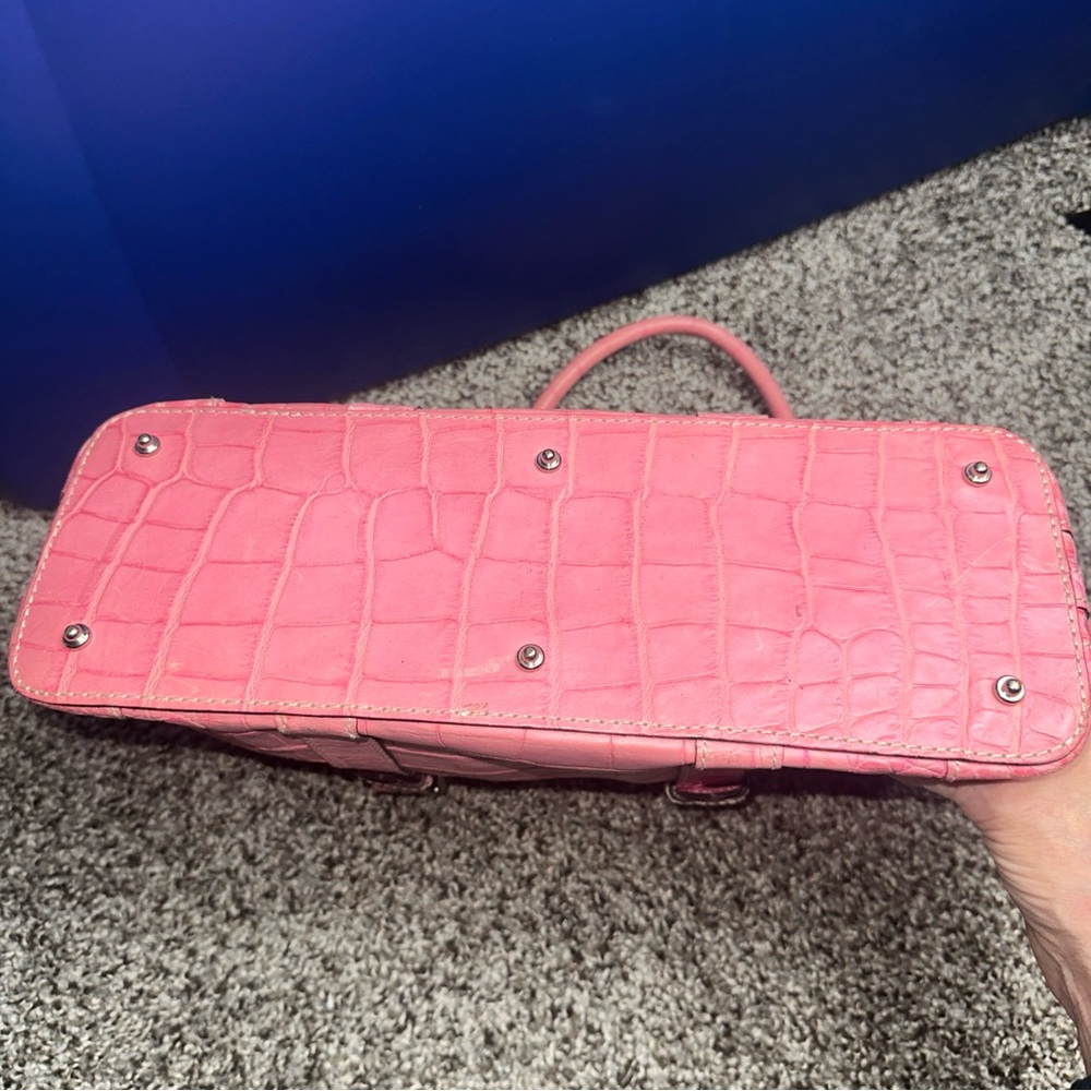 Dooney & Bourke Pink Crocodile-Embossed Shoulder Bag Y2K - Picture 12 of 12